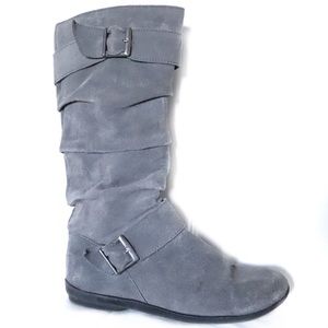 Grey suede knee high boots